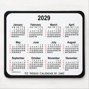 2029 Black Two Tone 52 Weeks Calendar by Janz Mouse Pad