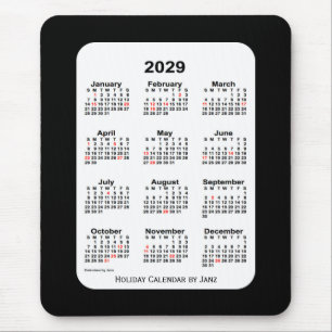 2029 Holiday Two Tone Black Calendar by Janz Mouse Pad