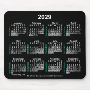 2029 Neon White 52 Weeks ISO Calendar by Janz Mouse Pad