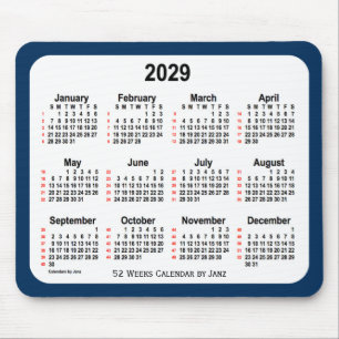 2029 Police Box Blue 52 Weeks Calendar by Janz Mouse Pad