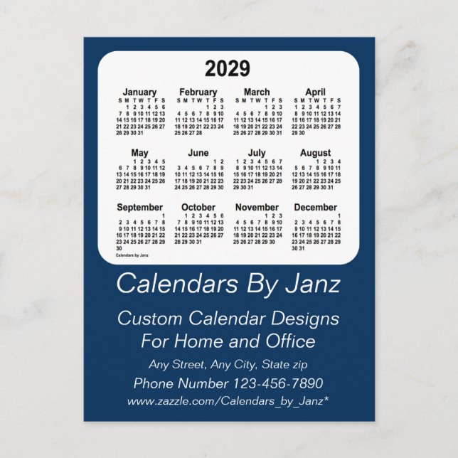 2029 Police Box Blue Business Calendar by Janz Postcard (Front)