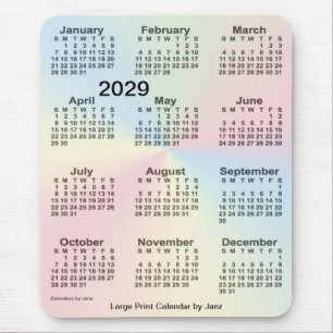 2029 Rainbow Cloud Large Print Calendar by Janz Mouse Pad