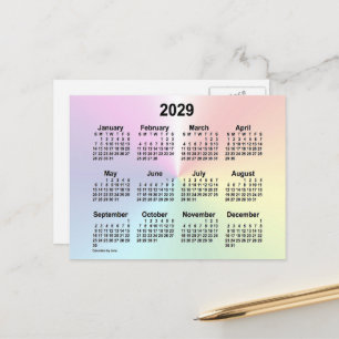 2029 Rainbow Cloud Mini Calendar by Janz Postcard