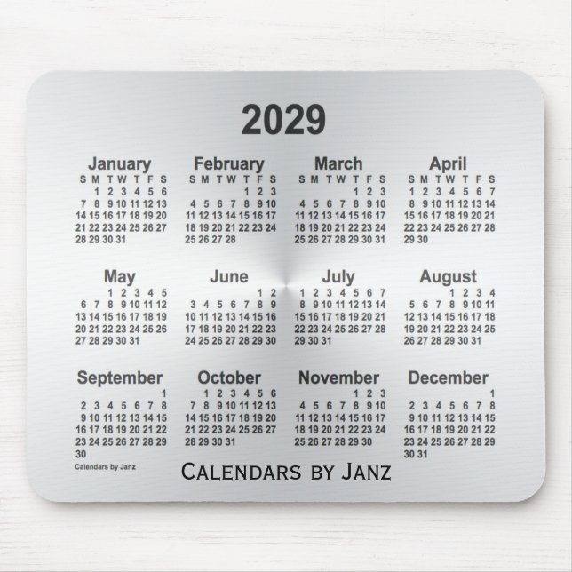 2029 Silver Calendar by Janz Mouse Pad (Front)
