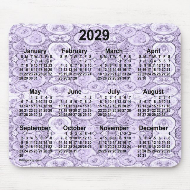 2029 Tiny Bubbles Purple Calendar by Janz Mouse Pad (Front)