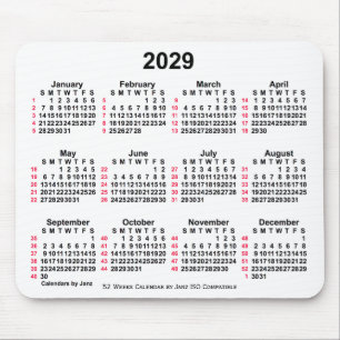 2029 White 52 Weeks ISO Calendar by Janz Mouse Pad