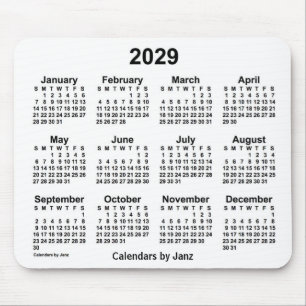 2029 White Calendar by Janz Mouse Pad