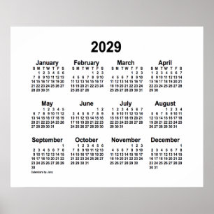 2029 White Calendar by Janz Print
