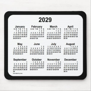 2029 White on Black Calendar by Janz Two Tone Mouse Pad