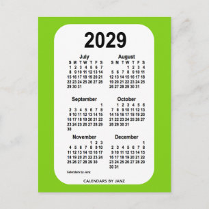 2029 Yellow Green 6 Month Mini Calendar by Janz Postcard