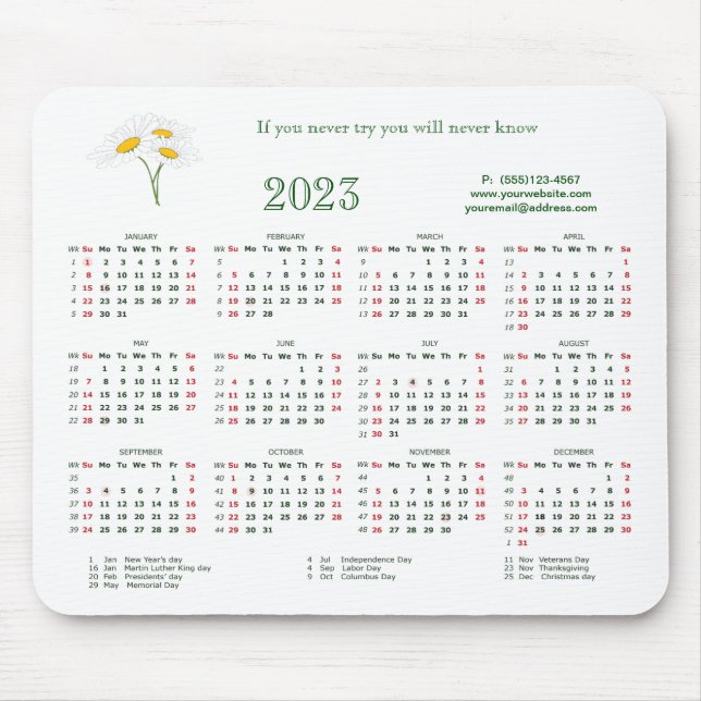 202 If you never try you will never know Mouse Pad (Front)