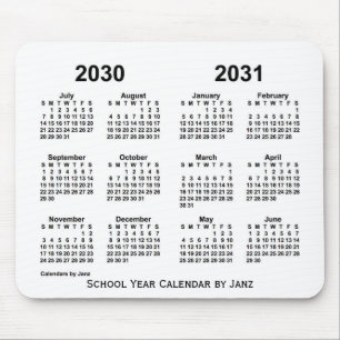 2030-2031 White School Year Calendar by Janz Mouse Pad