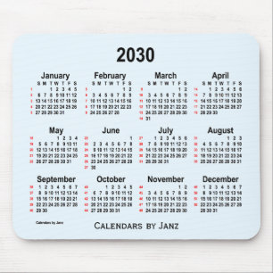2030 Alice Blue 52 Weeks Calendar by Janz Mouse Pad