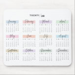 2030 FULL YEAR CALENDAR PASTEL HANDWRITTEN SCRIPT MOUSE PAD<br><div class="desc">Stay organised and inspired with this 2030 full-year calendar mouse pad. Each month is beautifully highlighted in soft pastel tones and displayed in an elegant script-style handwritten font, adding a touch of sophistication to your workspace. Perfect for quick date referencing while working, this mouse pad combines functionality with style. An...</div>
