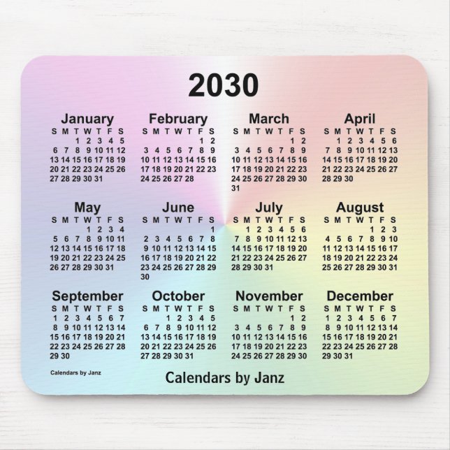 2030 Rainbow Cloud Calendar by Janz Mouse Pad (Front)