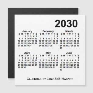 2030 White 6 Month Calendar by Janz 5x5 Magnet