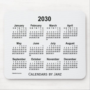2030 White Smoke Calendar by Janz Mouse Pad