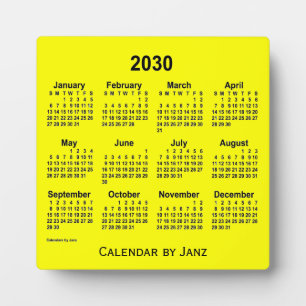 2030 Yellow Desk Calendar by Janz Plaque
