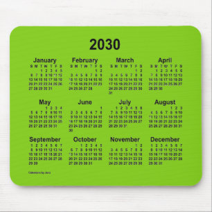 2030 Yellow Green Calendar by Janz Mouse Pad