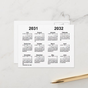 2031-2032 White School Year Calendar by Janz Postcard