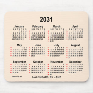 2031 Antique White 52 Weeks Calendar by Janz Mouse Pad