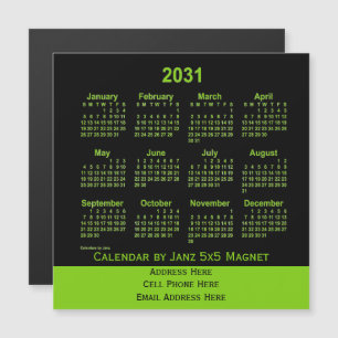 2031 Neon Yellow Green Business Calendar by Janz