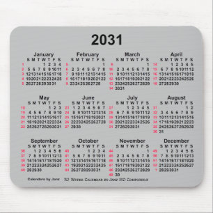 2031 Silver 52 Weeks ISO Calendar by Janz Mouse Pad