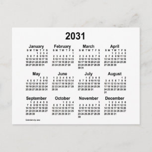 2031 White Mini Calendar by Janz Postcard