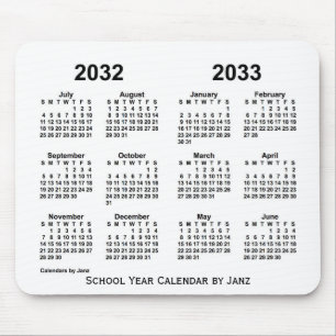 2032-2033 White School Year Calendar by Janz Mouse Pad