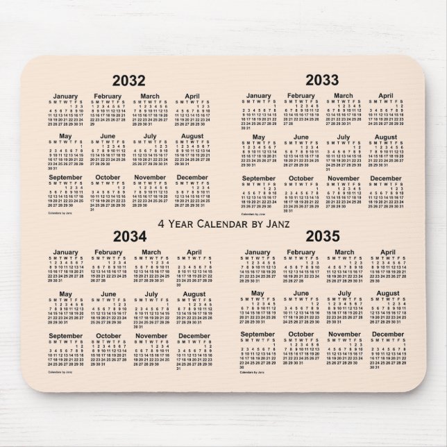 2032-2035 Antique White 4 Year Calendar by Janz Mouse Pad (Front)