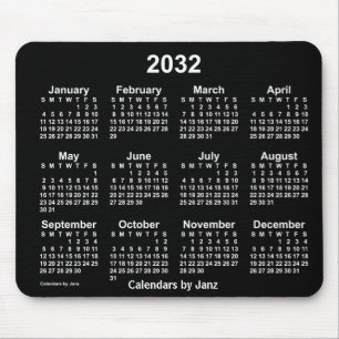 2032 Neon White Calendar by Janz Mouse Pad