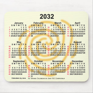 2032 Sunny Days 52 Weeks ISO Calendar by Janz Mouse Pad
