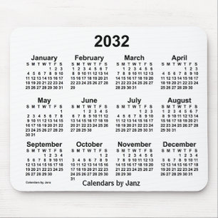 2032 White Calendar by Janz Mouse Pad