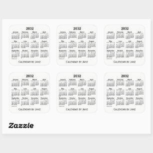 2032 White Calendar by Janz Square Sticker