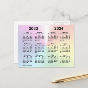 2033-2034 Rainbow Cloud School Calendar by Janz Postcard