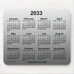 2033 Faded White Calendar by Janz Mouse Pad