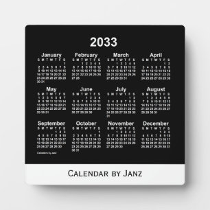 2033 Neon White Desk Calendar by Janz Plaque