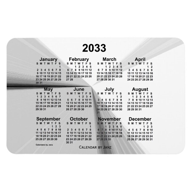 2033 Vanishing Smoke Calendar by Janz 4x6 Magnet (Horizontal)