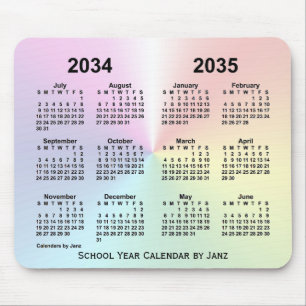 2034-2035 Rainbow Cloud School Calendar by Janz Mouse Pad