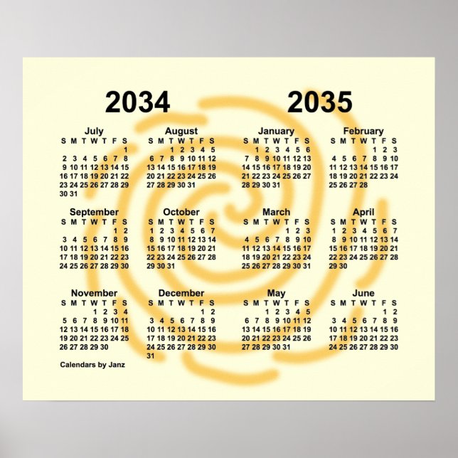 2034-2035 Sunny Days School Year Calendar by Janz Poster (Front)