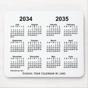 2034-2035 White School Year Calendar by Janz Mouse Pad