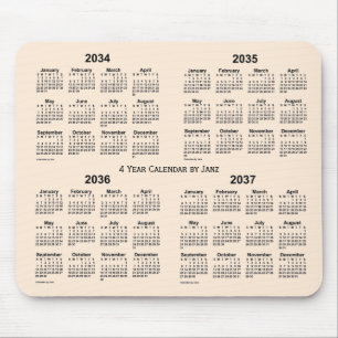 2034-2037 Antique White 4 Year Calendar by Janz Mouse Pad