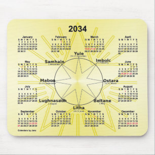 2034 Celtic Wheel of the Year Calendar by Janz Mouse Pad