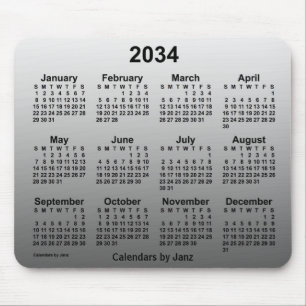 2034 Faded White Calendar by Janz Mouse Pad