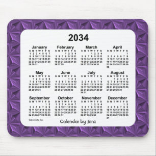 2034 Purple Diamonds Calendar by Janz Mouse Pad