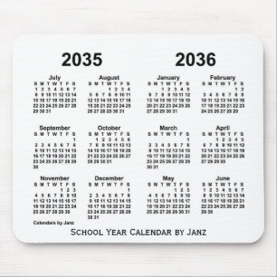 2035-2036 White School Year Calendar by Janz Mouse Pad