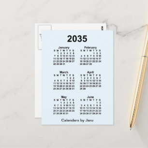 2035 Alice Blue 6 Month Mini Calendar by Janz Postcard