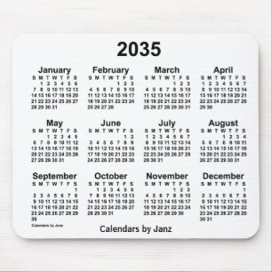 2035 White Calendar by Janz Mouse Pad