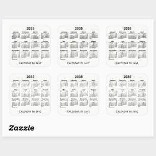 2035 White Calendar by Janz Square Sticker