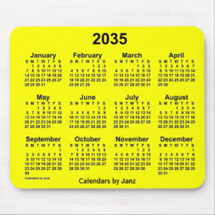 2035 Yellow Calendar by Janz Mouse Pad